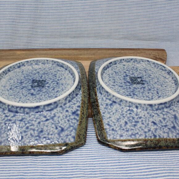 2 Tokyo Design Studio Aisai Seigaiha Curved Sushi Plates Japan Waves Blue Sea - Picture 4 of 9